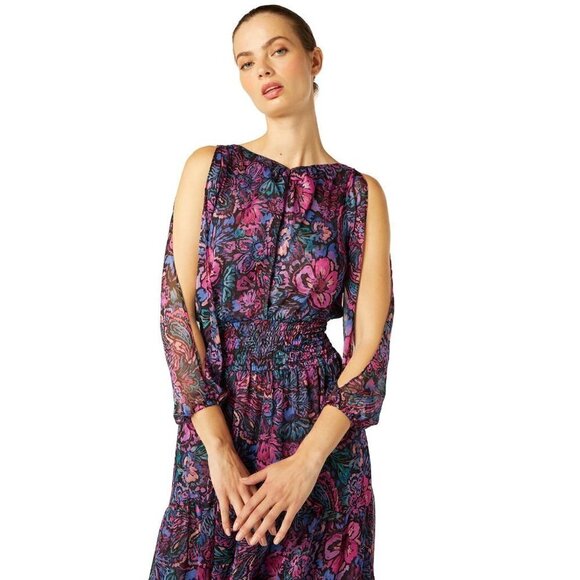 Misa Los Angeles Jessica Floral Print Dress Purple Womens Size XS - Picture 3 of 13